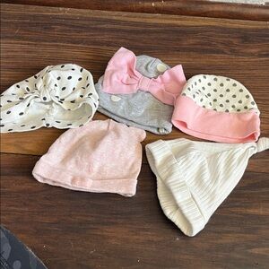 GAP Baby Hat Set in Pink, White, Gray and Black Polka Dot Accents